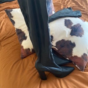 Over the knee latex sock boots